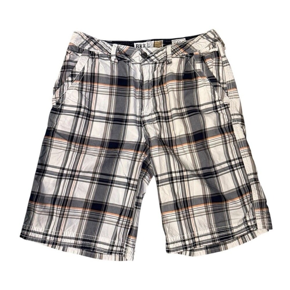 Buckle BKE Shorts Mens Size 34 x 11 Golf Casual Flat Front Plaid Outdoor Pockets